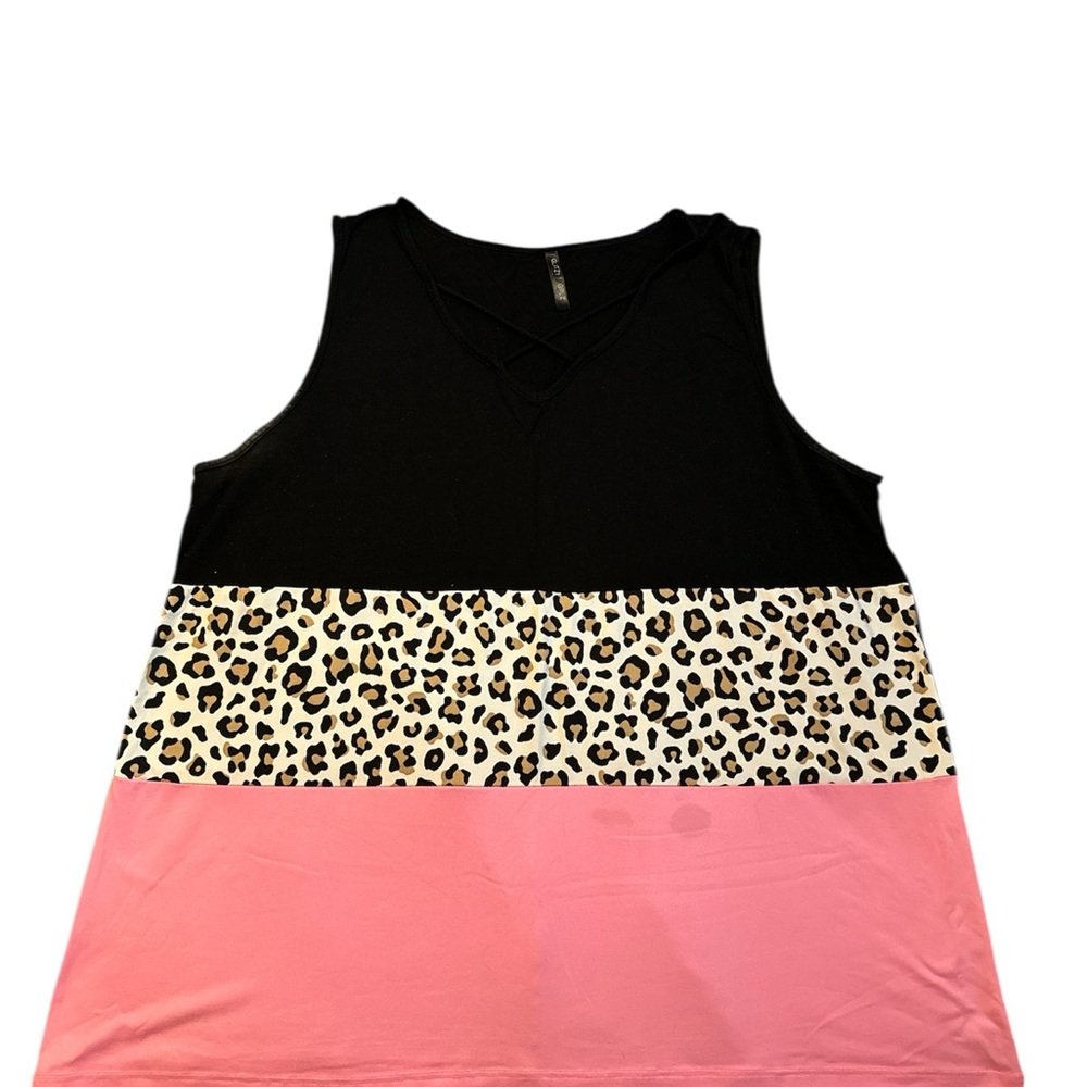 Black and Pink Leopard Print Women's Tank Top